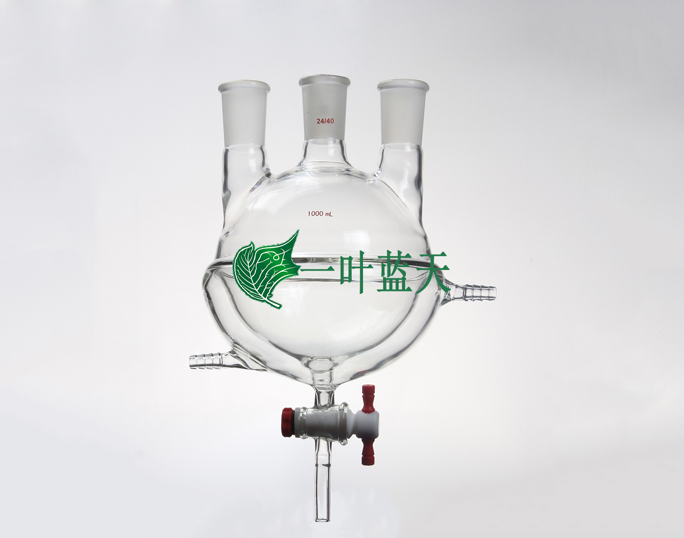 双层夹套反应器放料阀一体式反应釜 四口玻璃反应瓶